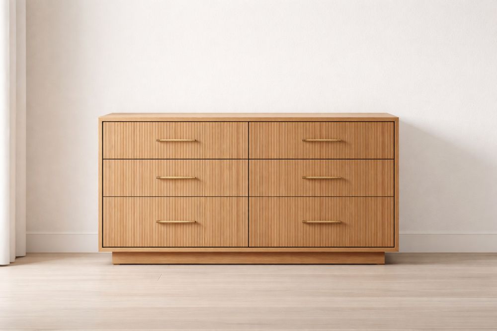 Commode en Bois Massif avec 6 Tiroirs