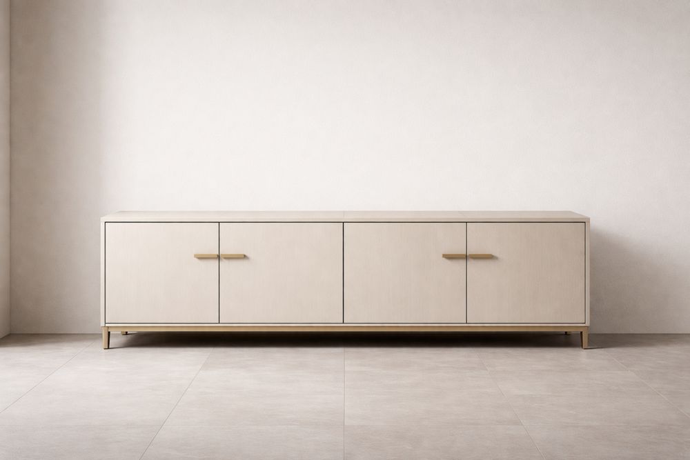 Buffet en Bois d'Ingénierie Crème avec Pieds en Métal