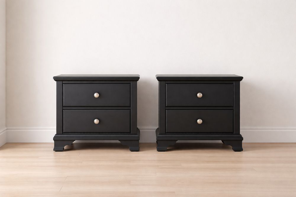 Lot de 2 tables de chevet en bois noir avec tiroirs