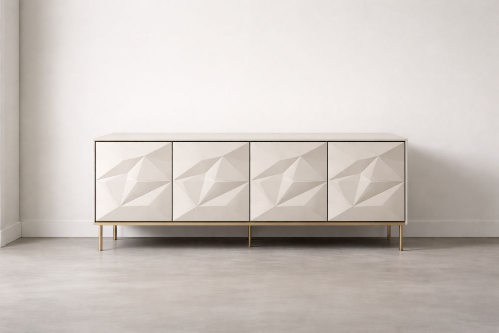 Buffet en MDF avec portes géométriques blanc