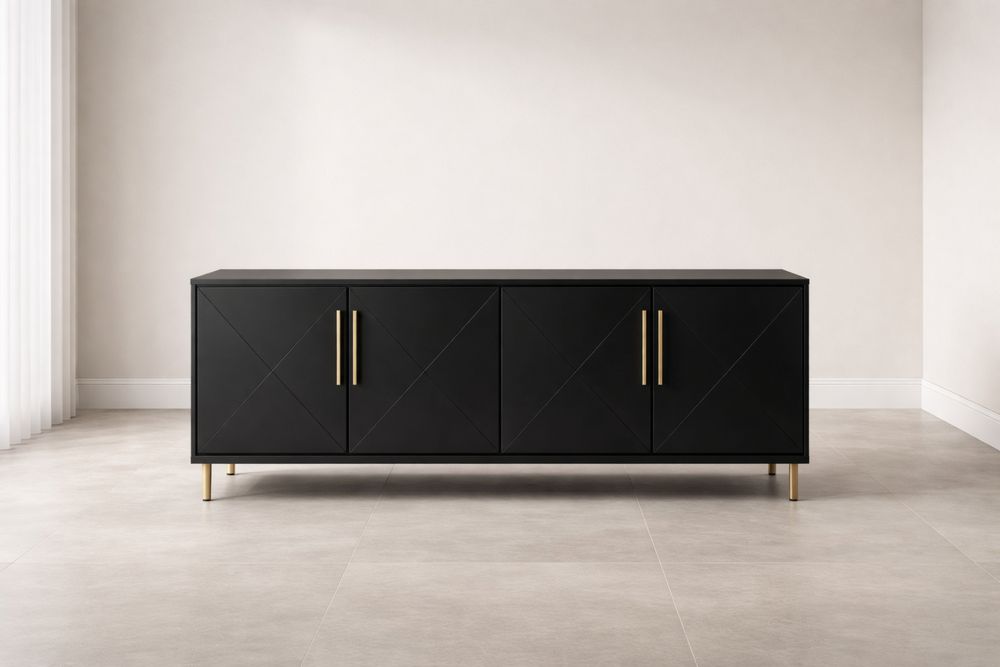 Buffet Noir Quatre Portes Métal