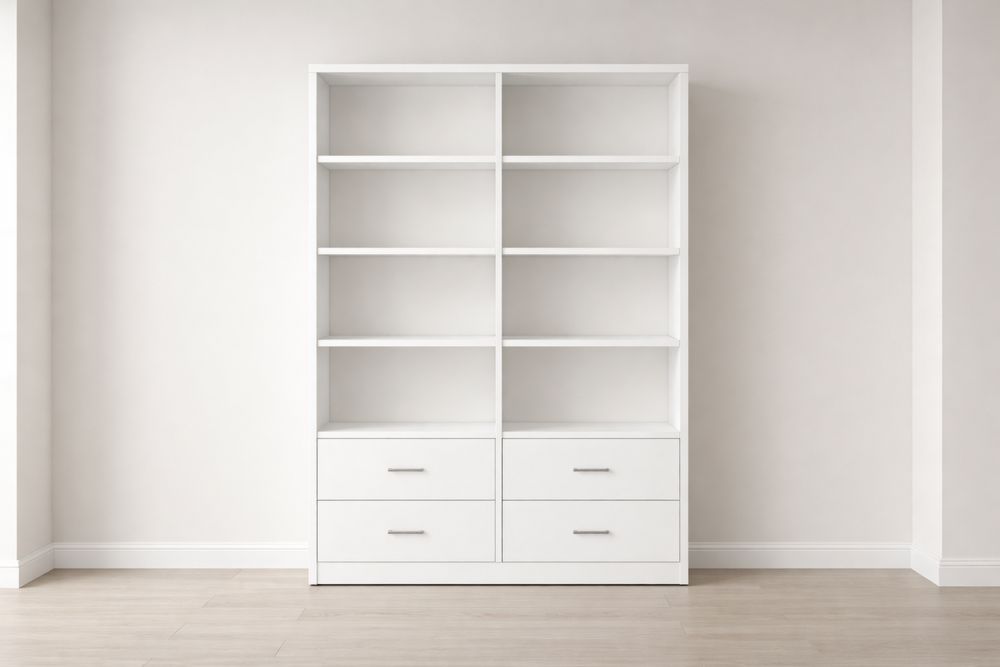 Bibliothèque en Bois MDF Blanc avec Tiroirs 180x120x30 cm