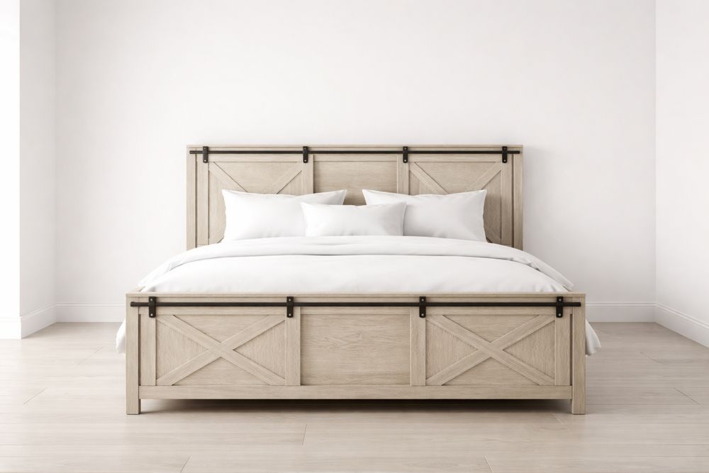 Lit en bois avec tête et pied décoratifs 200x160×110 cm