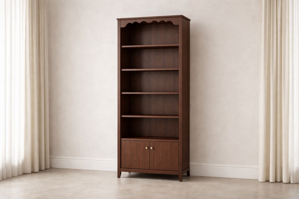 Bibliothèque en bois avec étagères et portes marron 180cm x 80cm x 30cm