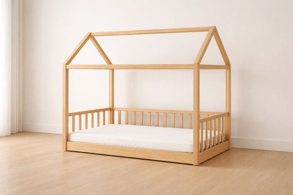 Lit pour enfant en bois structure maison 200x100x150 cm