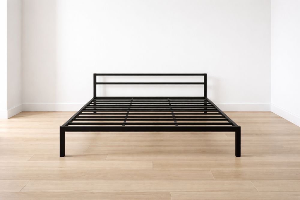 Cadre de lit en métal noir avec tête de lit