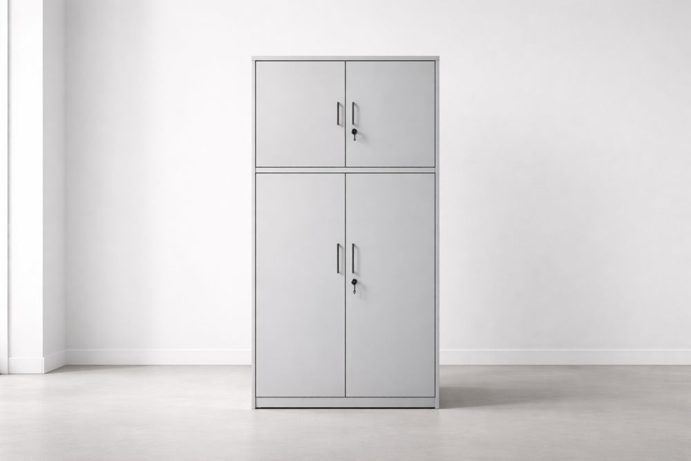 Armoire en Acier à 4 Portes avec Serrures 195x90x40 cm Gris