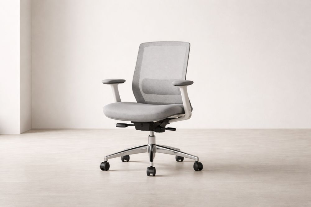 Chaise de bureau en Aluminium et Tissu Gris