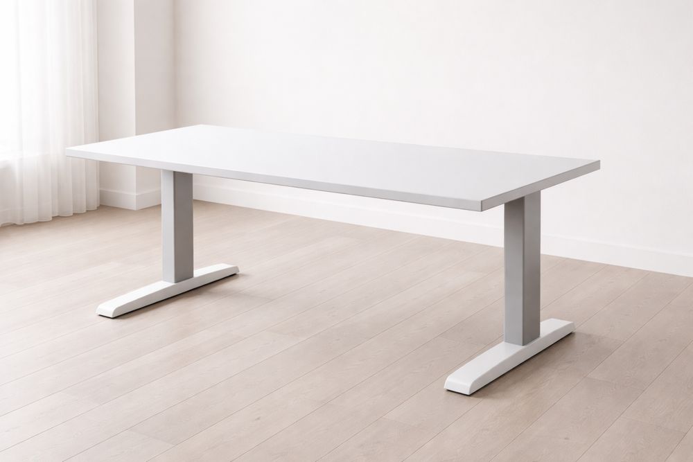 Table Rectangulaire en MDF et Acier Blanc