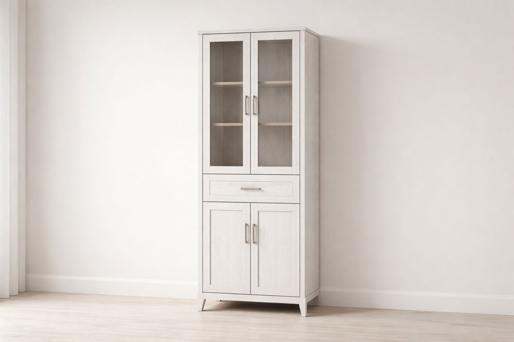 Vitrines en bois avec portes vitrées blanc