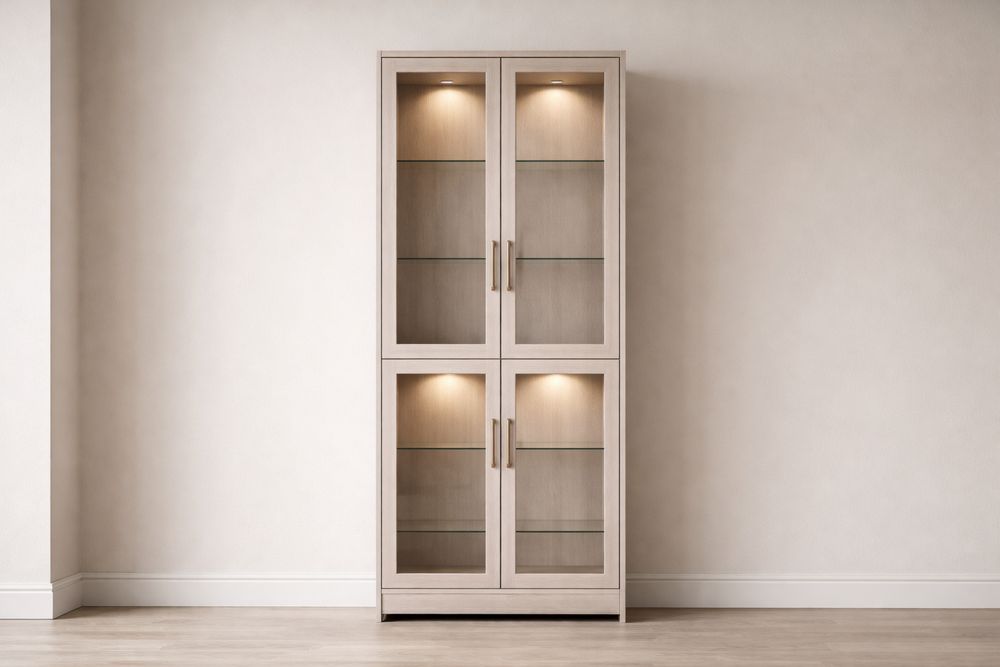 Vitrine en bois avec portes en verre laminé 180x80x40cm