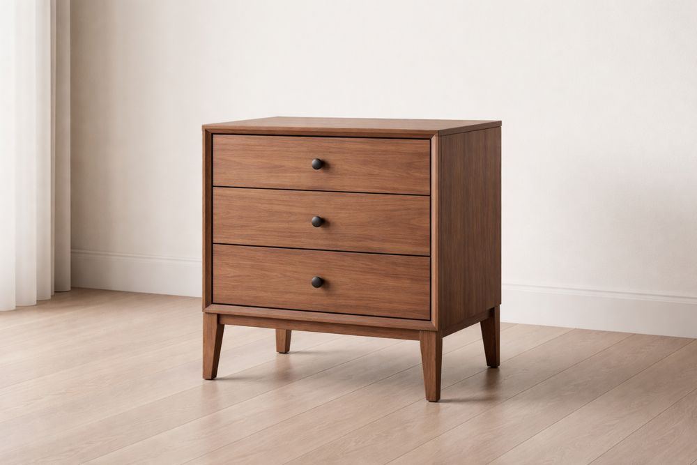 Commode Bois Massif 3 Tiroirs 70x80x40cm