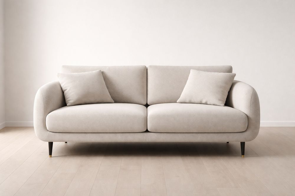 Canapé 2 Places Tissu Beige Pieds en Métal