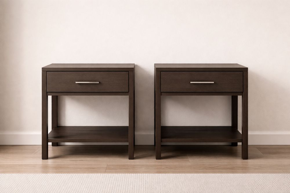 Tables de chevet en bois avec tiroir et étagère 60x40x55 cm Marron lot de 2