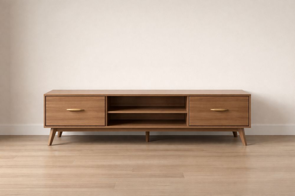 Meuble TV en bois MDF avec placage en noyer