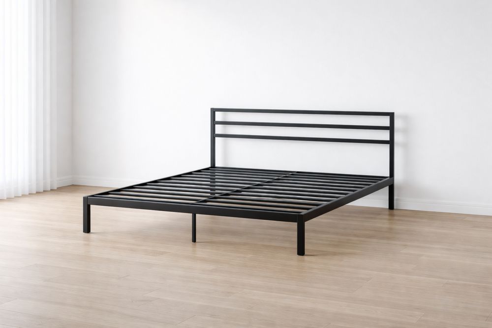 Cadre de Lit en Métal Noir