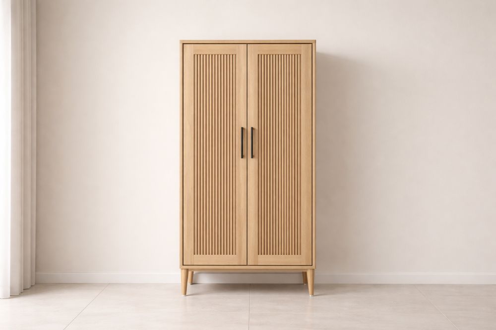 Armoire en bois portes à rainures 200x100x50 cm