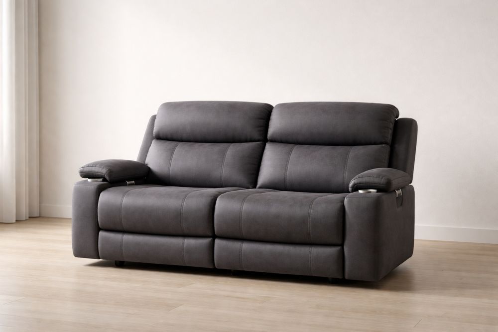 Canapé inclinable en tissu deux places Gris