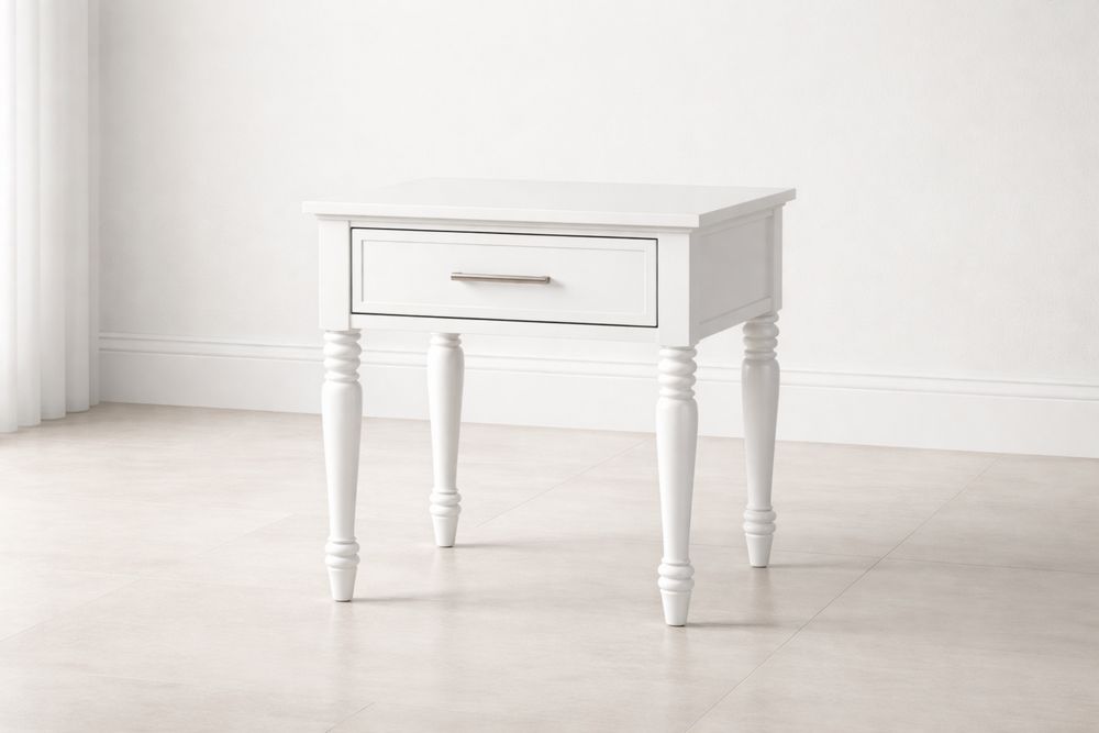Table de Chevet MDF Blanc avec Tiroir