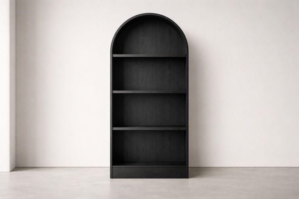 Bibliothèque en bois noir en forme d'arc 180x80x25 cm