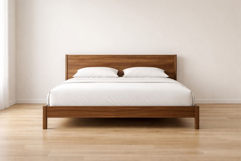 Lit double en bois massif avec sommier 200x160×100 cm Marron