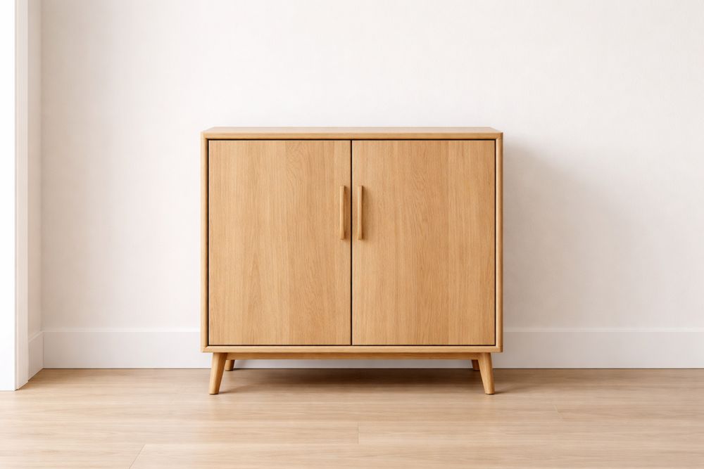 Buffet en Chêne Clair avec Portes Battantes 80x40x90 cm