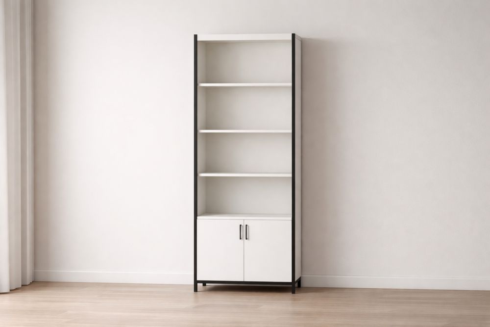 Bibliothèque étagères métal bois Blanc/Noir