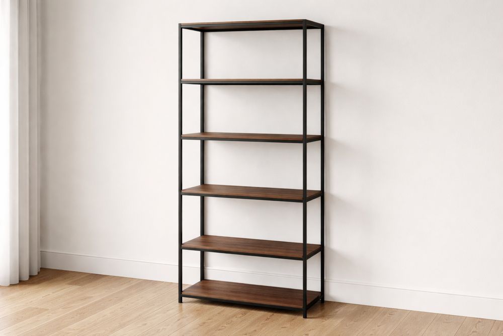 Étagère en métal et bois 5 niveaux brun/noir 180cm x 90cm x 35cm