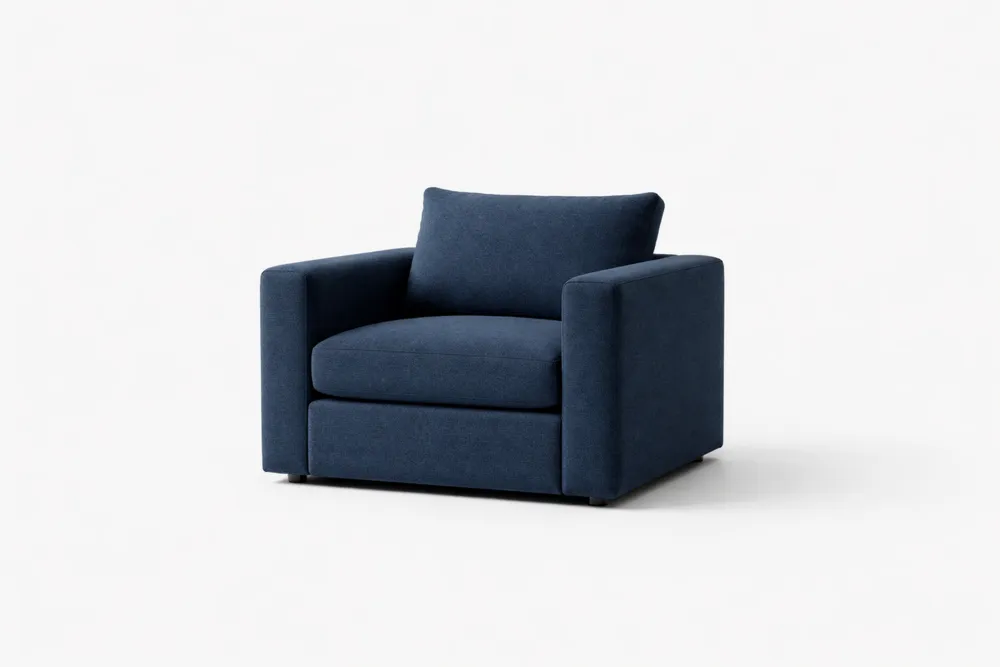 Fauteuil en tissu polyester bleu avec rembourrage en mousse