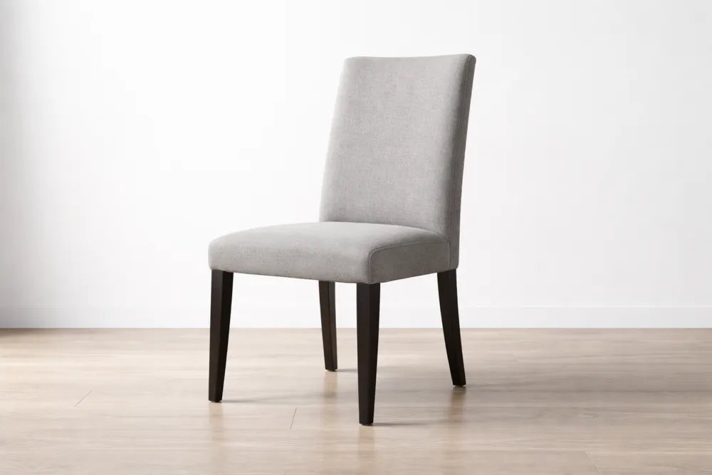 Chaise de salle à manger en bois massif et tissu polyester gris