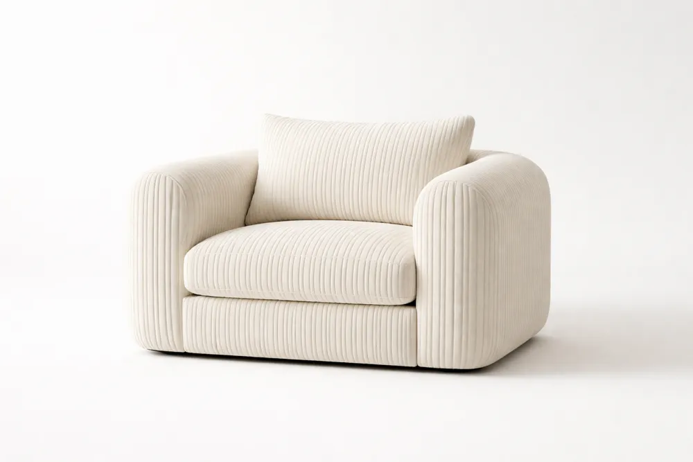 Fauteuil en Tissu Côtelé Beige 115x100x72 cm(L x l x H)