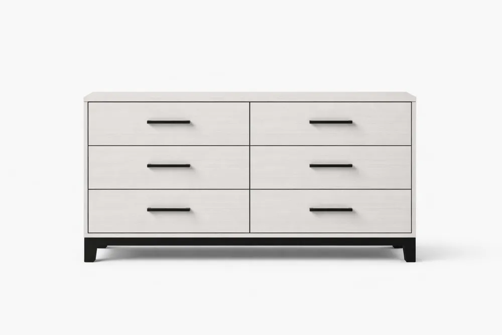 Commode en Bois MDF 6 Tiroirs Blanc et Noir