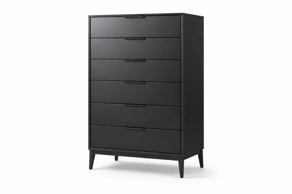 Commode en bois MDF 6 tiroirs Noir 142 cm x 80 cm x 40 cm (H x l x P)