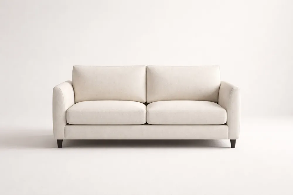 Canapé 2 places en bois massif et tissu blanc