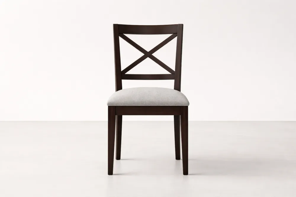 Chaise de salle à manger en bois massif avec assise en tissu polyester gris  45x55x90 cm(l x P x H)