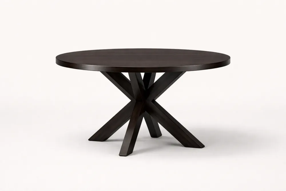 Table à manger ronde en bois d'acacia brun foncé Ø 150 cm