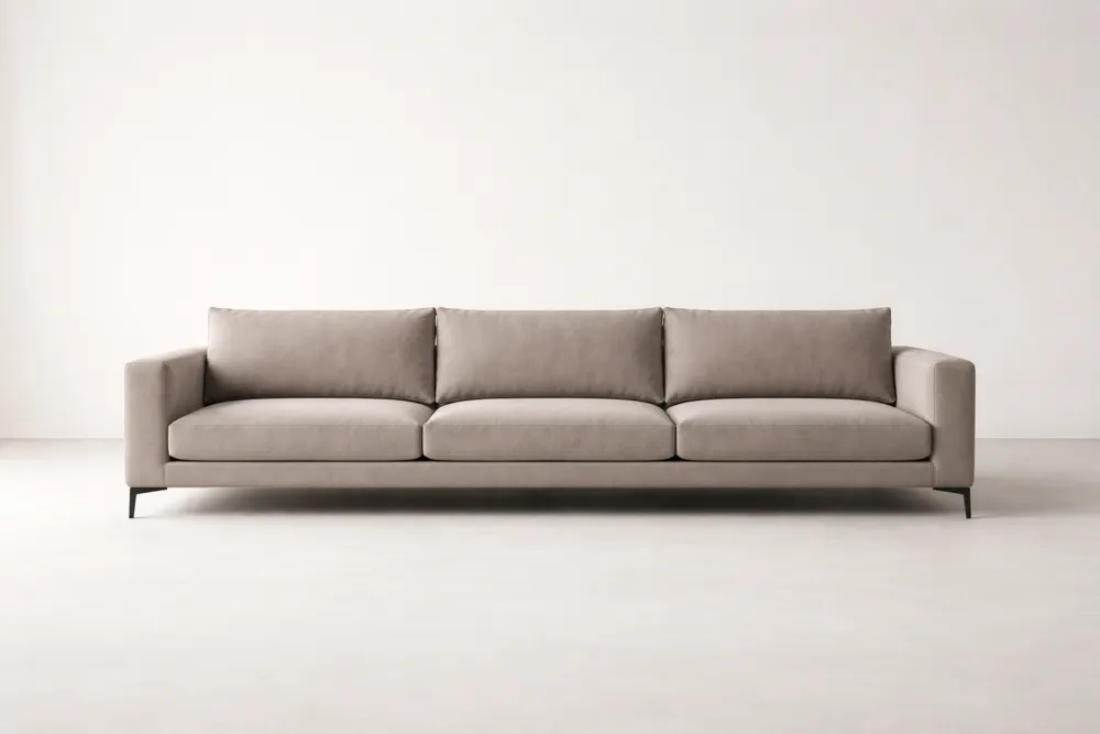 Canapé long 3 places en tissu gris