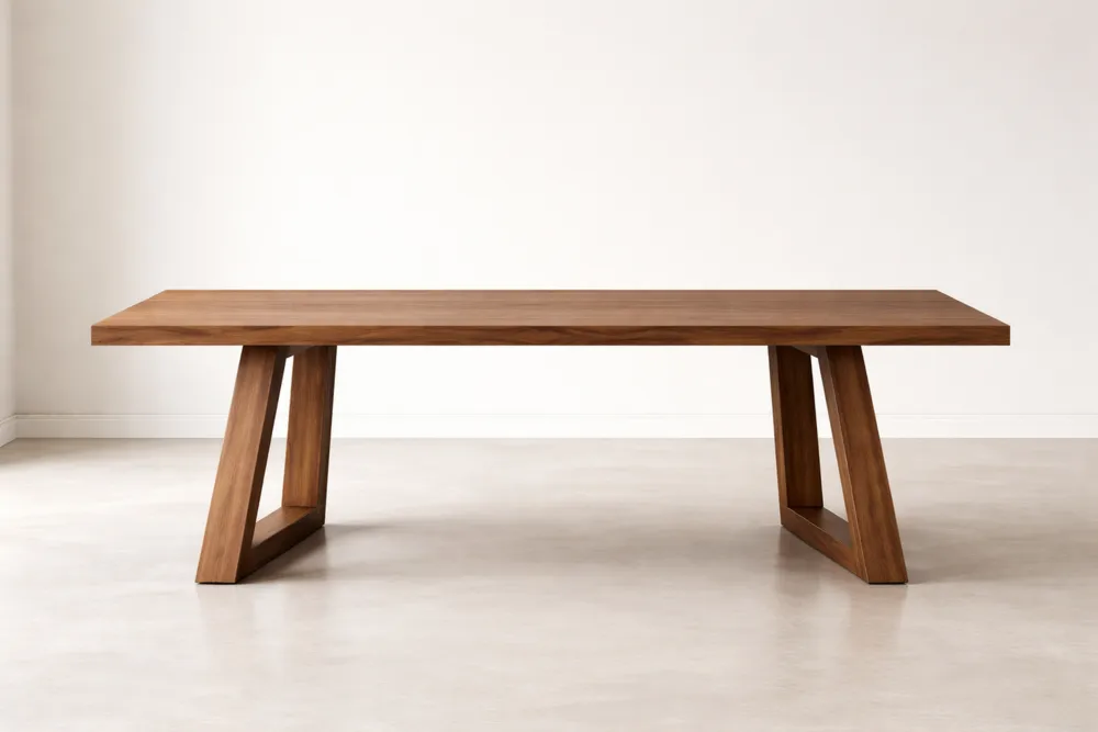 Table à manger rectangulaire en bois massif marron, longueur 200 cm