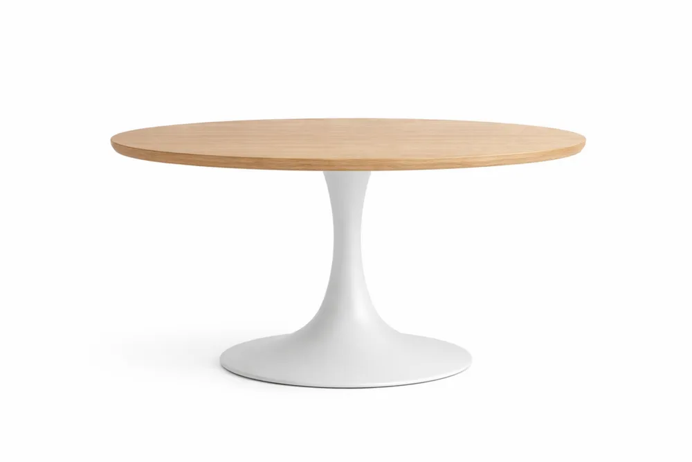 Table ronde en bois massif et acier blanc Ø 120 cm