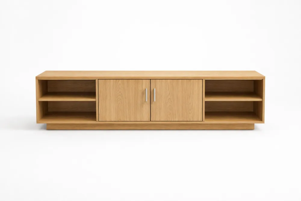 Meuble TV en Bois avec Portes et Étagères 180x45x40cm(L x l x H)