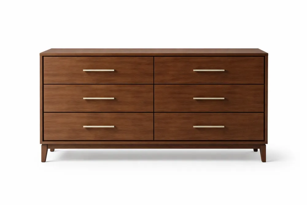 Commode 6 tiroirs en bois MDF avec poignées en métal