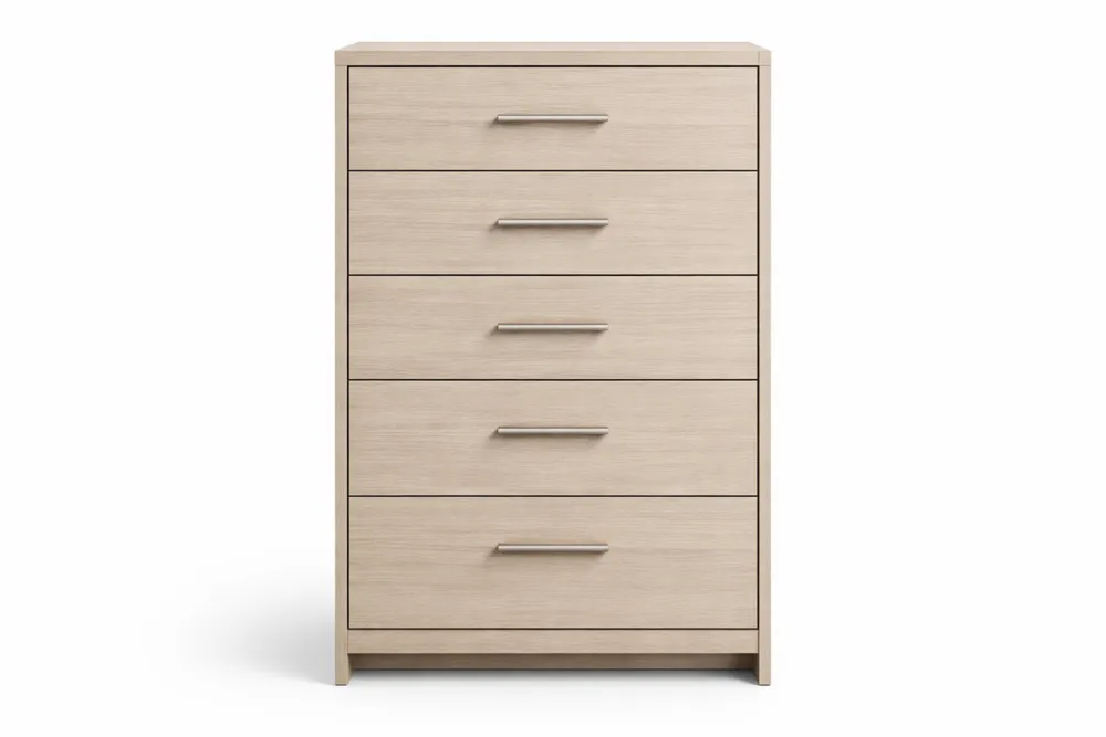 Commode 5 Tiroirs Bois de Chêne Clair