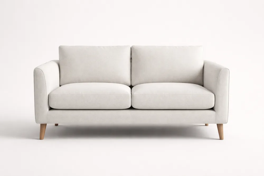 Canapé 2 Places Tissu Gris Clair Bois