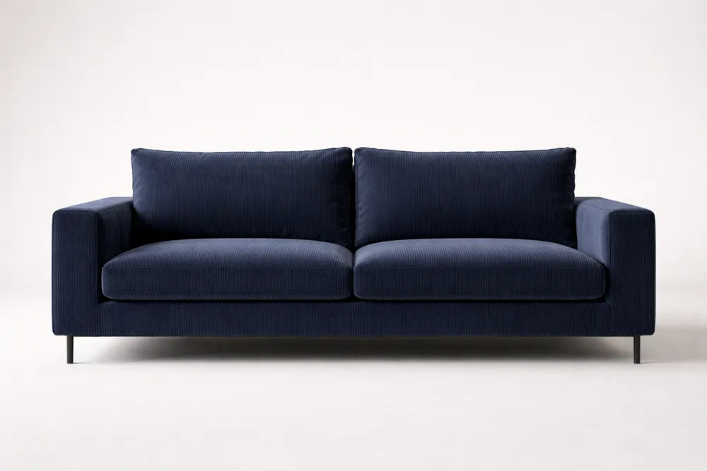 Canapé 2 Places Velours Bleu Structure Métallique