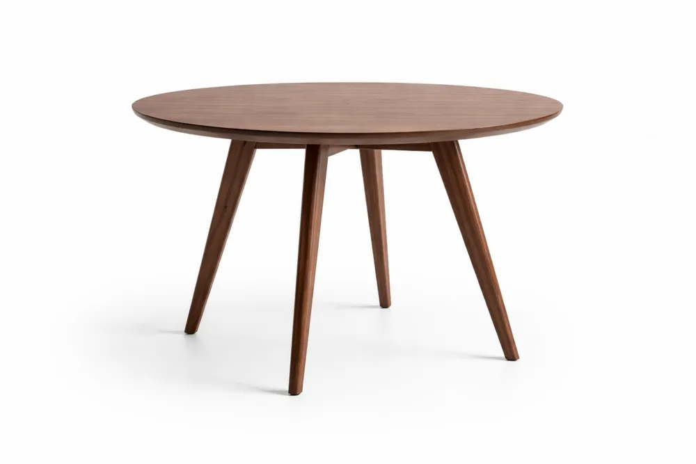 Table à manger ronde en bois de noyer massif, diamètre 120 cm