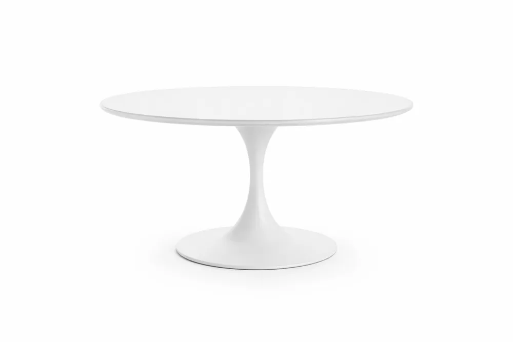 Table ronde salle à manger MDF Blanc Aluminium Ø120 cm