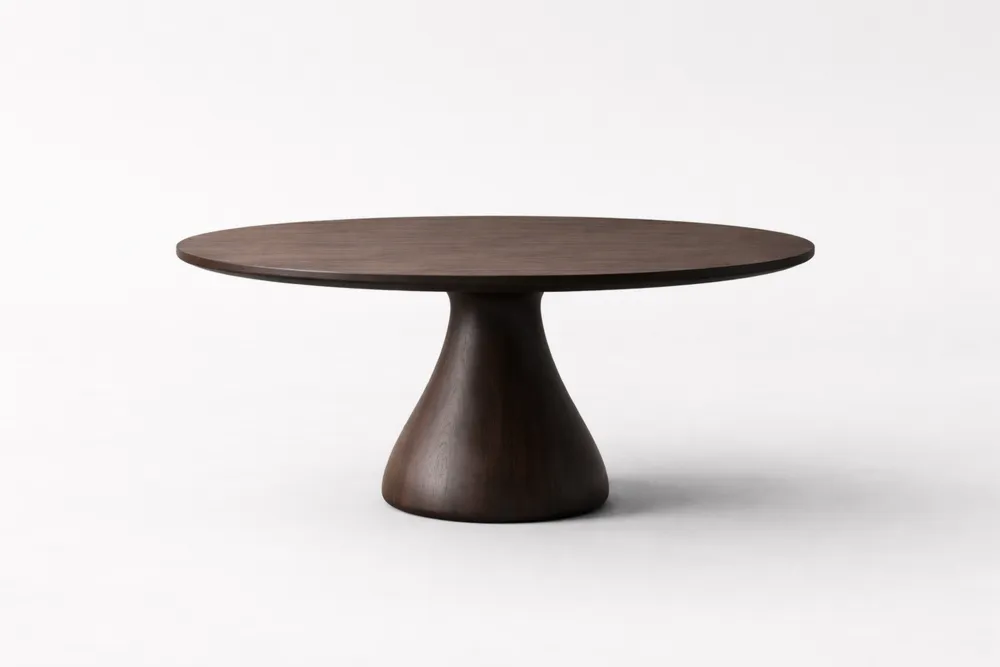 Table à manger ronde en bois massif, Ø 120 cm, marron