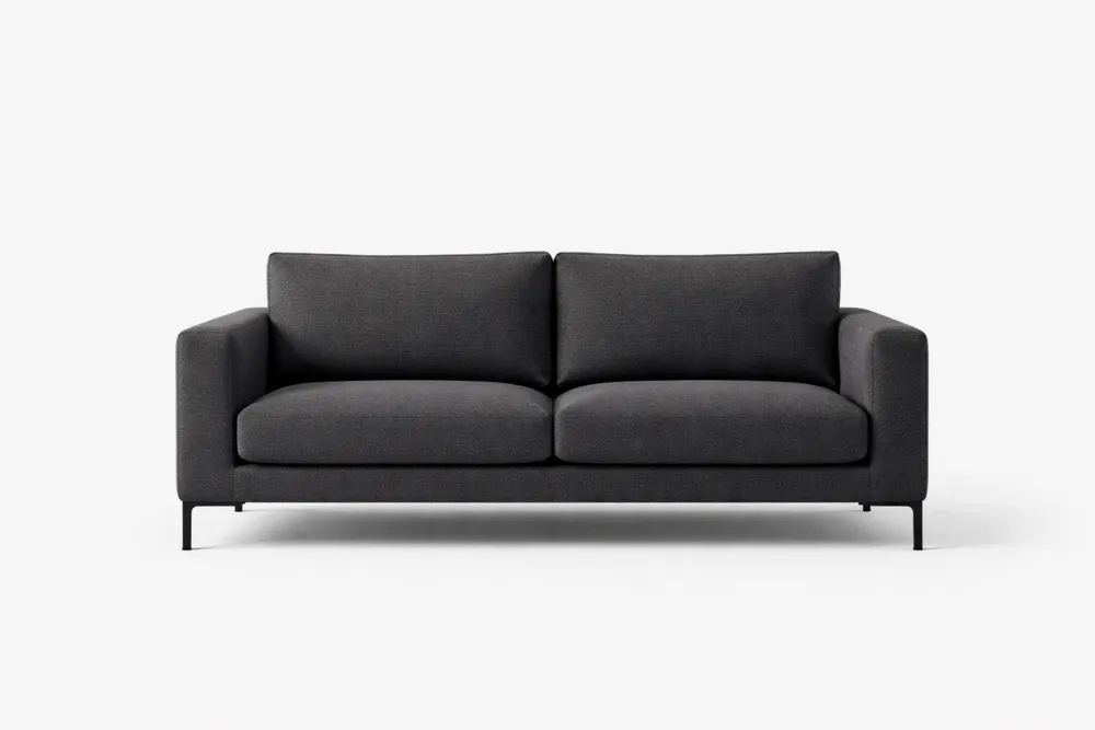 Canapé 2 Places Polyester Anthracite Pieds Acier