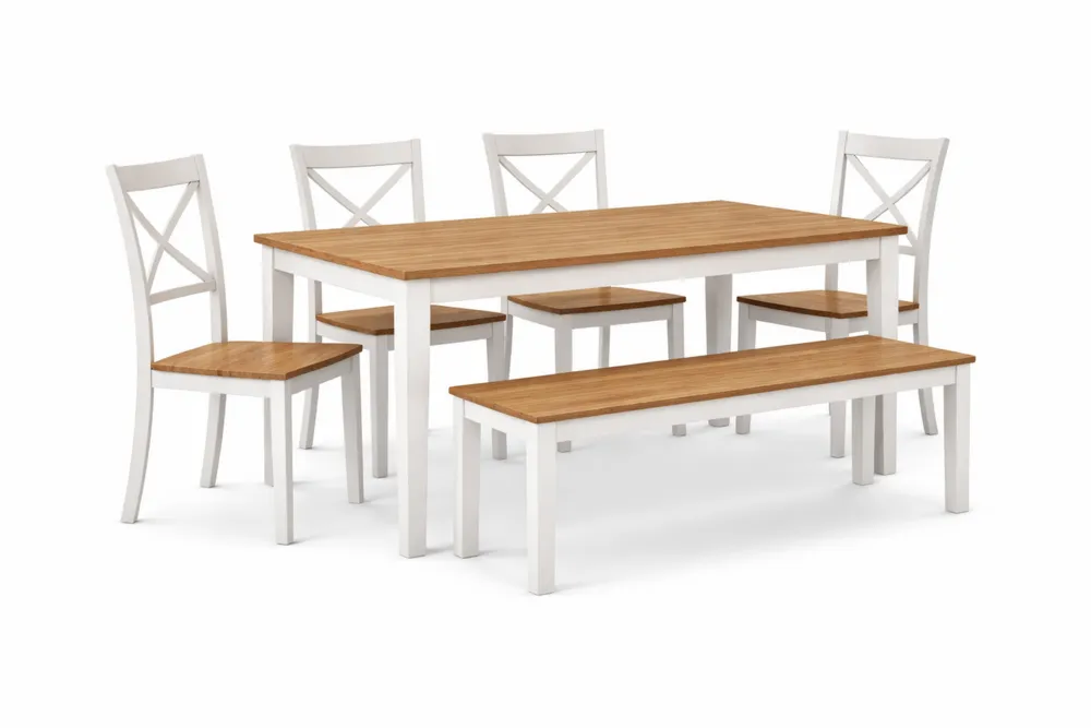 Ensemble de Salle à Manger 6 Pièces en Bois Massif et Contreplaqué