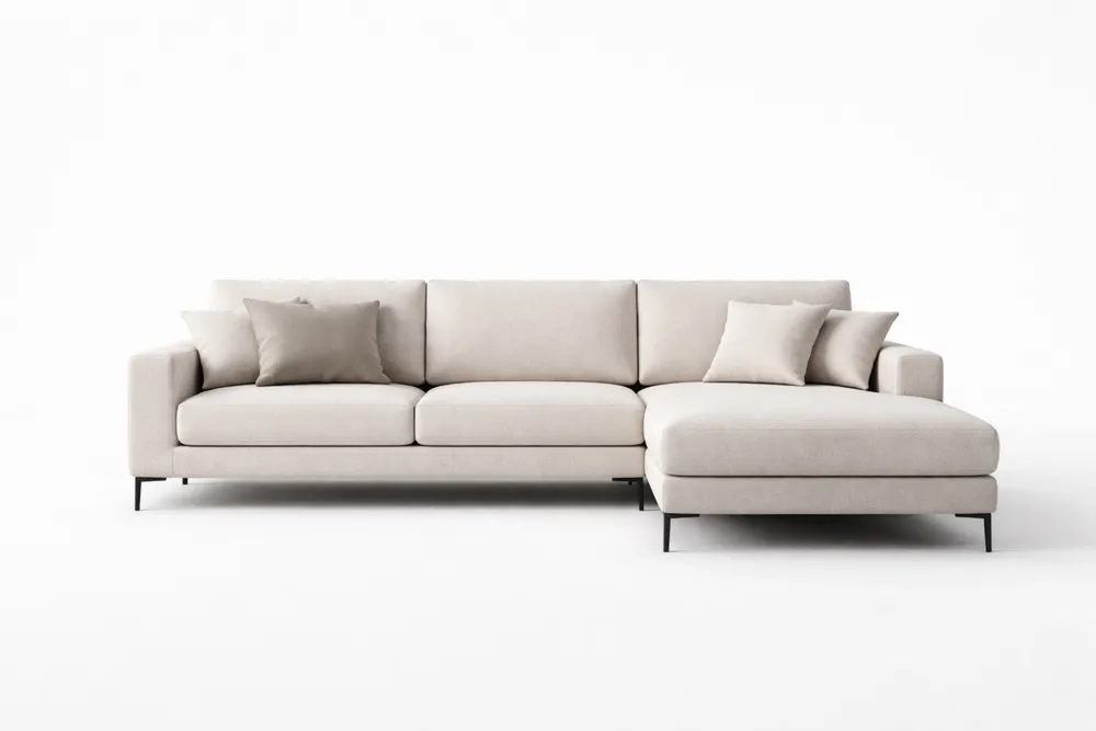 Canapé d'angle en tissu avec méridienne et structure en acier 300x200x80 cm(L x l x H)